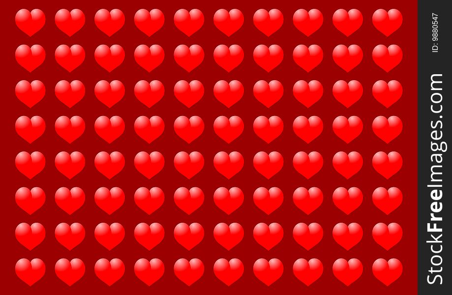 Hearts on a red background. Hearts on a red background