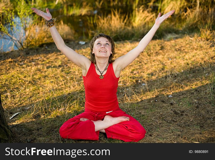 Woman relaxing in the forest