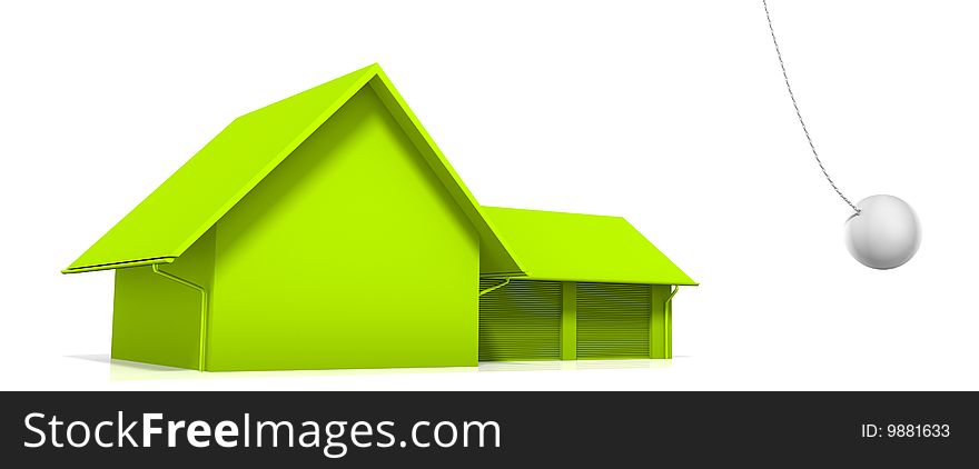 A green house on a white screen (Color can be chance easylie)