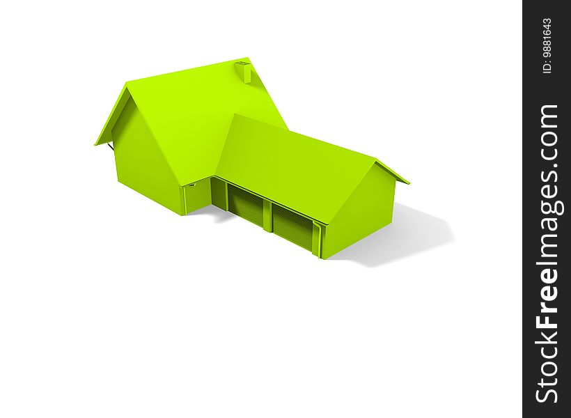 A green house on a white screen (Color can be chance easylie)