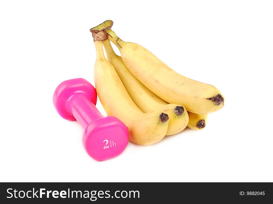 Banana and dumbbells of various colours. To apply in common.