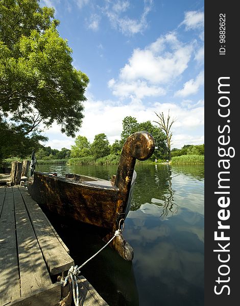 Old wooden boat ready for trip. Old wooden boat ready for trip