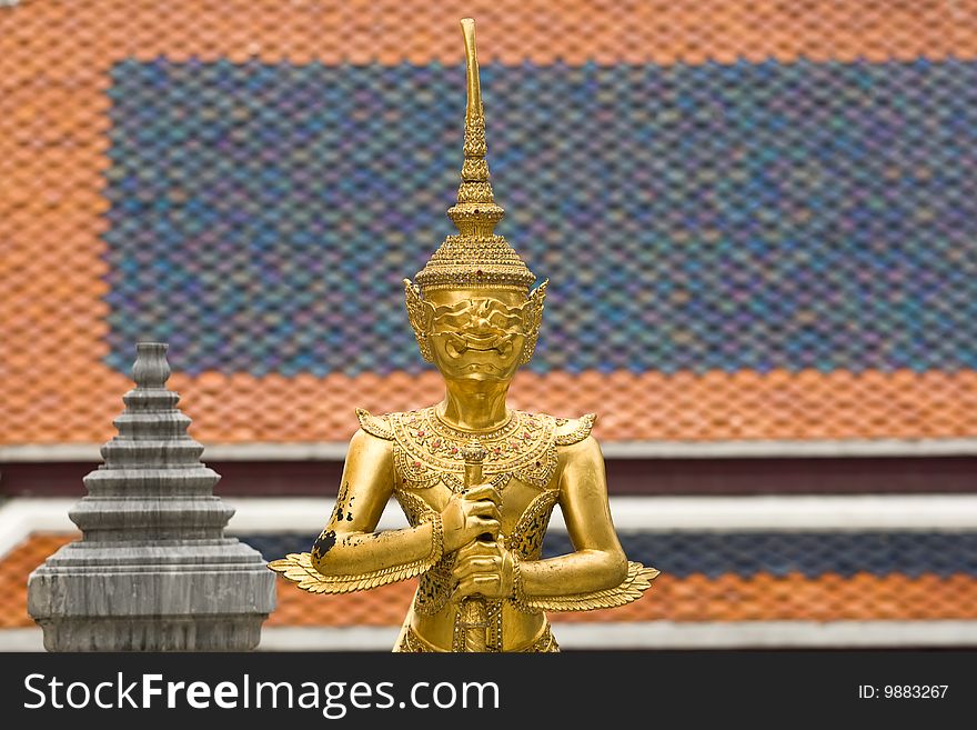 The beautiful and intricate sculptures of a Buddhist Temple, known as a Wat