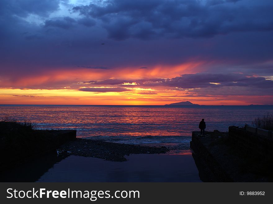 A fantastic and coloured sunset. A fantastic and coloured sunset