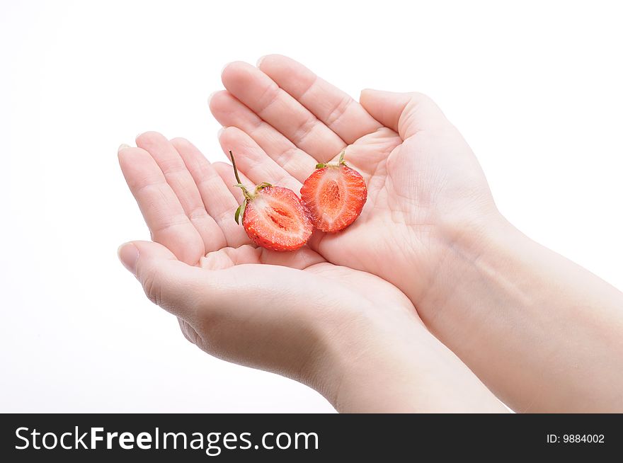 Hands of a woman with strawberry. Hands of a woman with strawberry