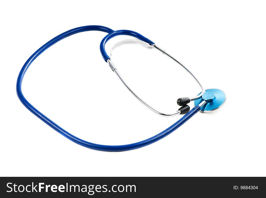 Shot of blue stethoscope isolated on white