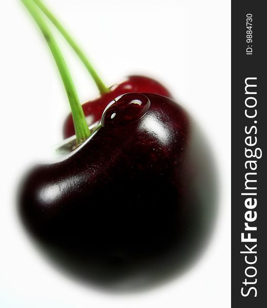 Photo of fruits of a cherry in a high key and with dim edges. Photo of fruits of a cherry in a high key and with dim edges