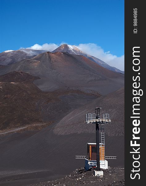 Monitoring Station and Mt Etna, Sicily, Italy