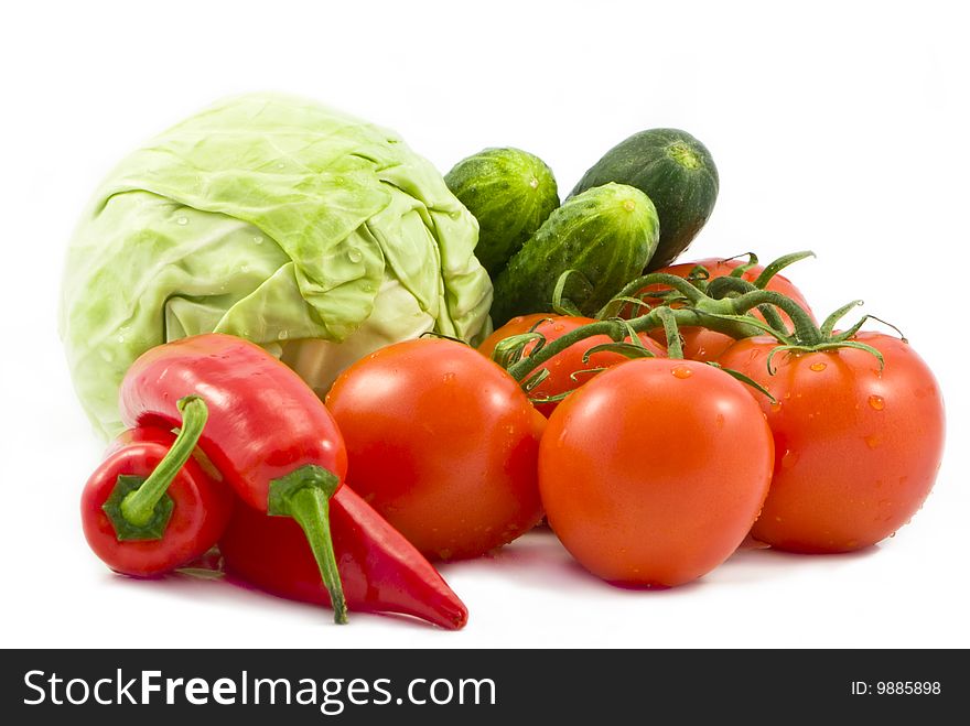 Fresh vegetables isolated on white background