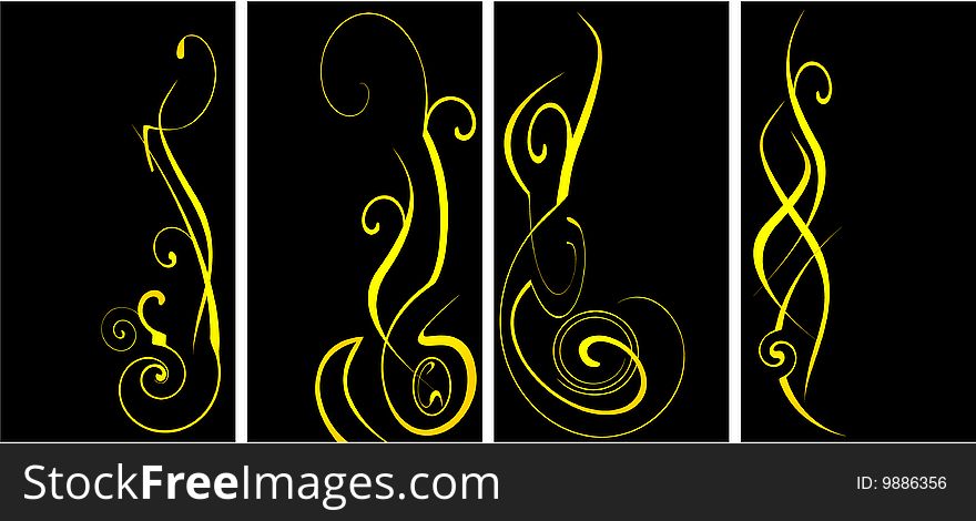 The yellow vector ornate set on black