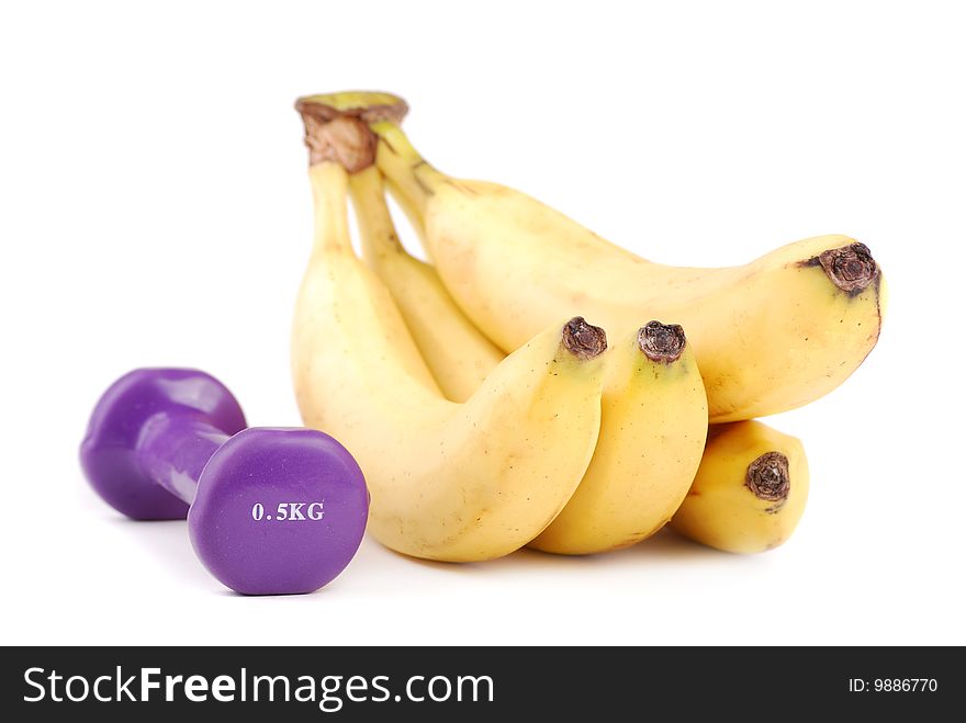 Banana and dumbbells of various colours. To apply in common.