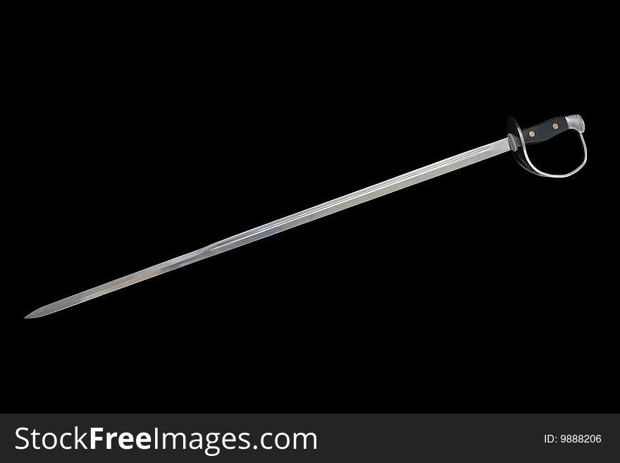 Long metal sword on a black background. Long metal sword on a black background