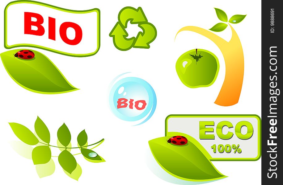 Set of vector symbols on ecology