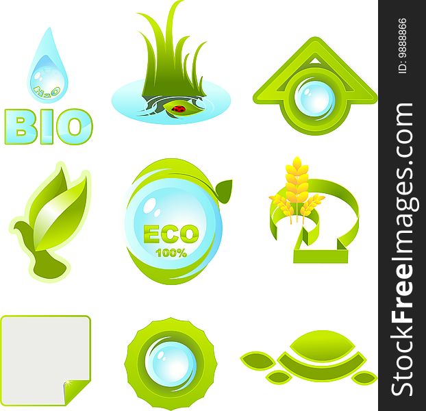 Set of vector symbols on ecology