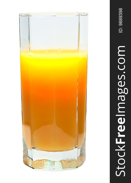 A glass of orange juice isolated on a white background