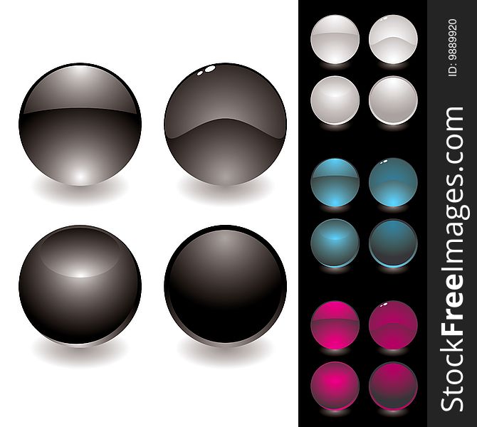 Collection of four different round icons with colour variation. Collection of four different round icons with colour variation