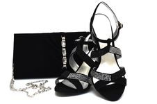 Black Suede Female Shoes And Handbag With Pastes Royalty Free Stock Images Black Suede Female Shoes And Handbag With Pastes Royalty Free Stock Images