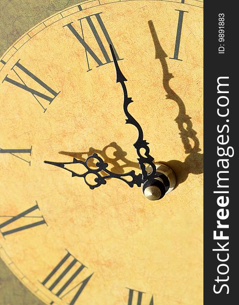 Nice background with close-up of old yellow clock dial. Nice background with close-up of old yellow clock dial