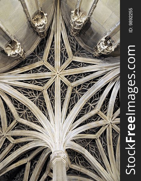 The ceiling pattern of gothic church building. The ceiling pattern of gothic church building