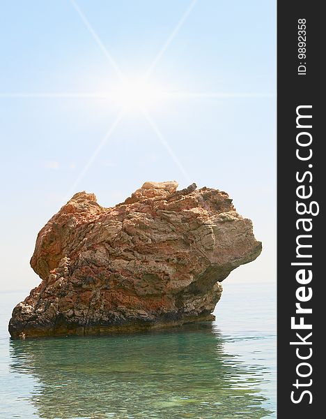 Wonderful alone cliff in the mediterranean sea.