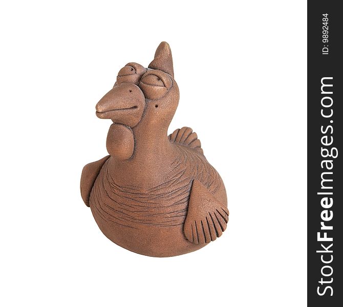 The clay hen, fun and grotesque ceramics sculpture.