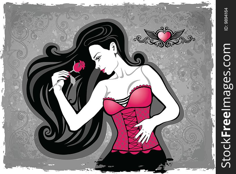 Sexual girl with a rose. Fashion illustration. Sexual girl with a rose. Fashion illustration.
