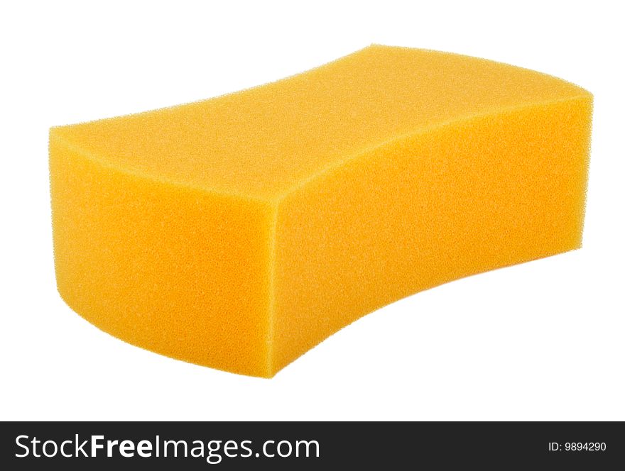 Yellow sponge on white background. Isolated.