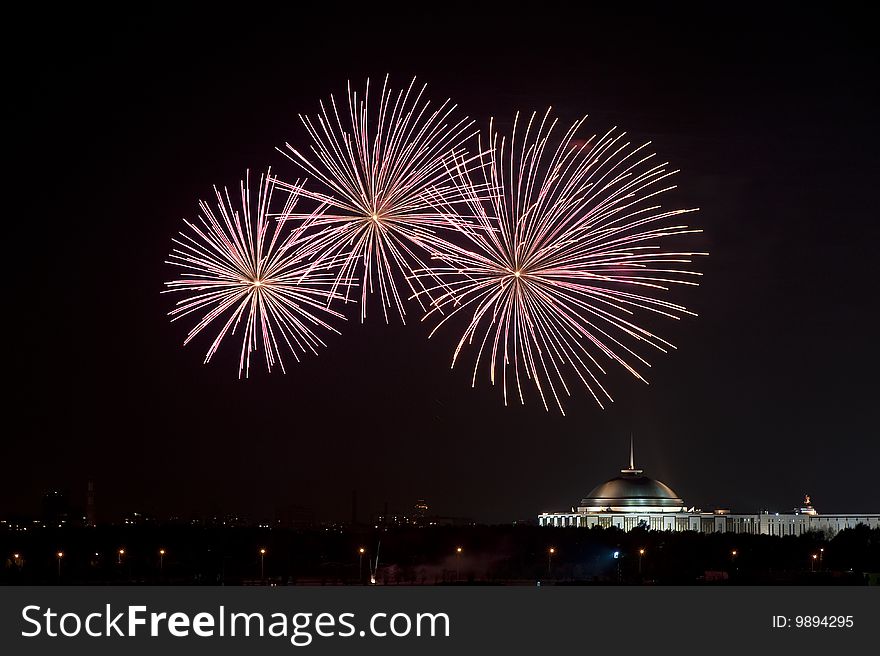 9th of May. Fireworks over Victory Park in Moscow, Russia. 9th of May. Fireworks over Victory Park in Moscow, Russia