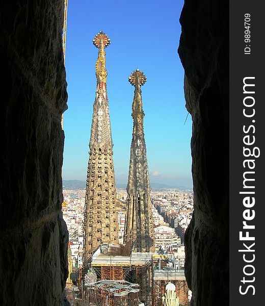 Details of the towers of the Sagrada Familia. Details of the towers of the Sagrada Familia.