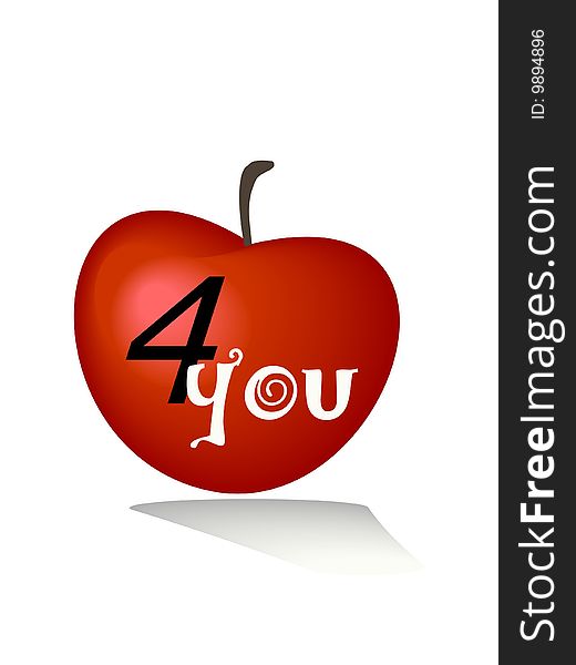 Red apple for you for love - vector