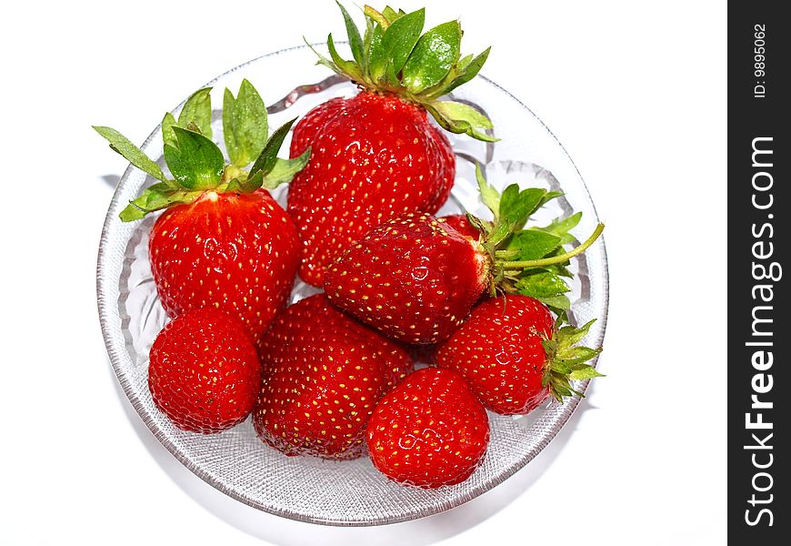 Fresh and red strawberry in the glass bowl