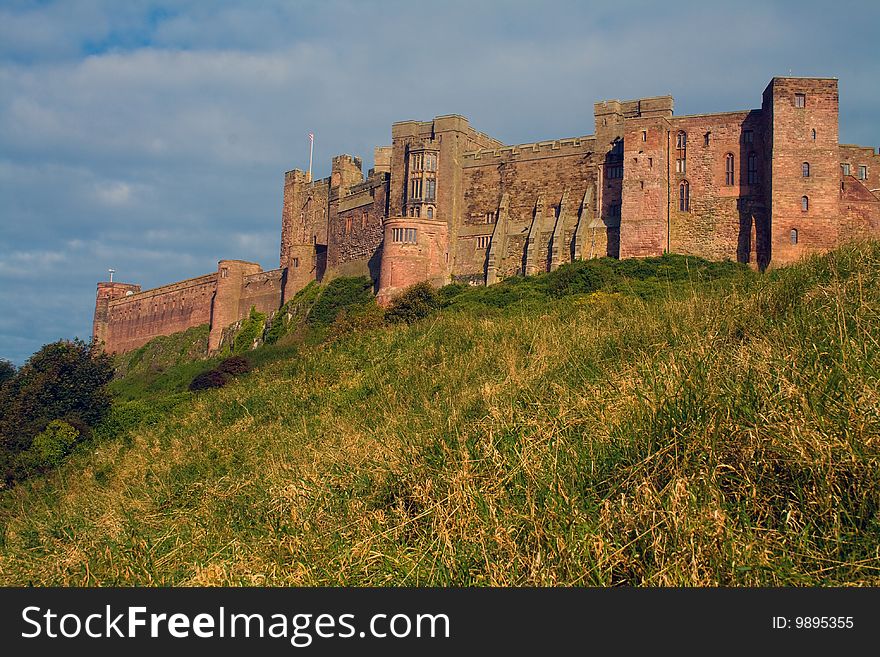 Bamburgh Castle is located on the very edge of the North Sea