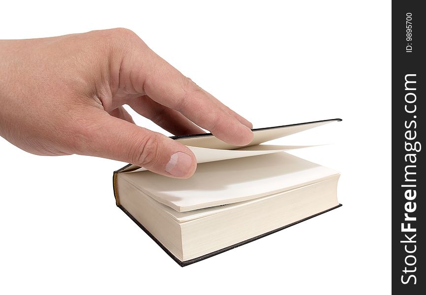 Color photo of an open book and hands