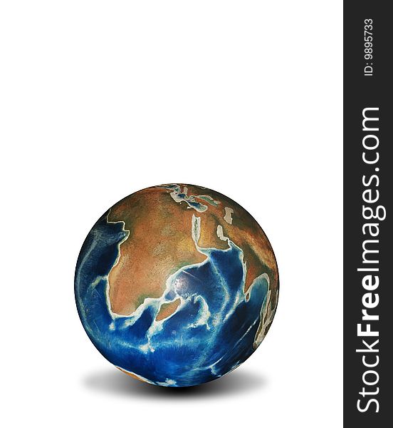 Blue planet over white background. Isolated image. Blue planet over white background. Isolated image