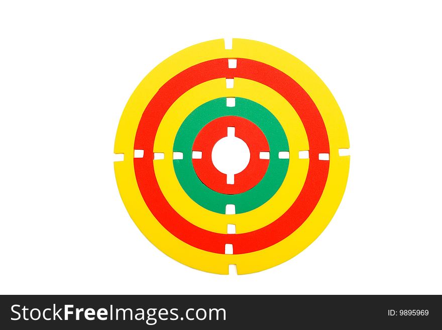 Colorful toy target made of rubber rings isolated. Colorful toy target made of rubber rings isolated