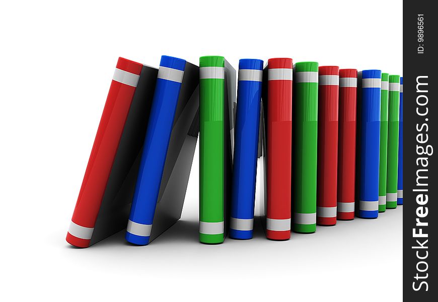 3d illustration of books stack over white background