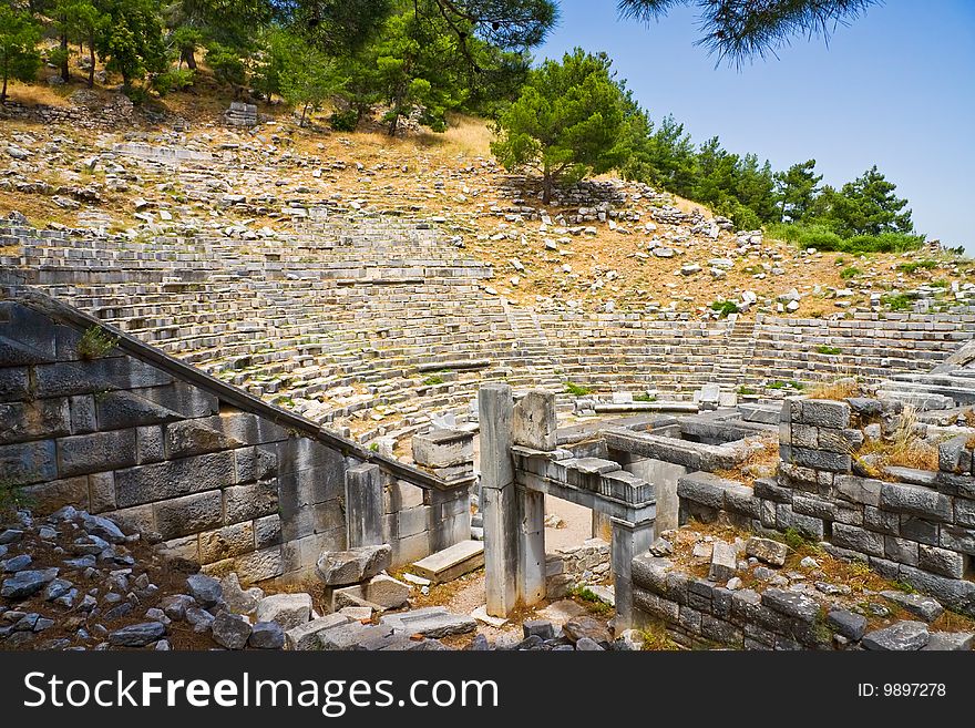 Behind the scene of roman theatre, Turkey