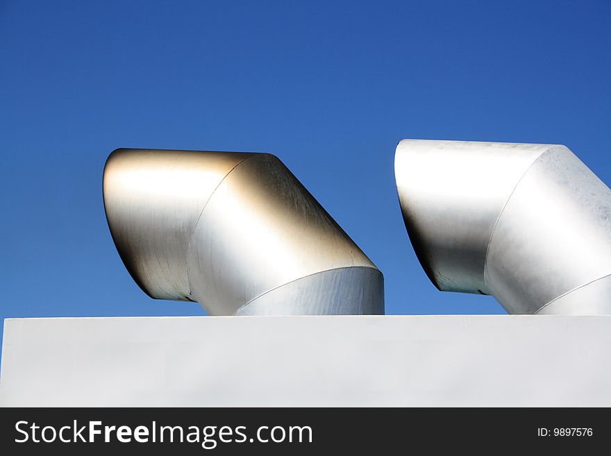 Chimneys on top of a cruise ship. Chimneys on top of a cruise ship