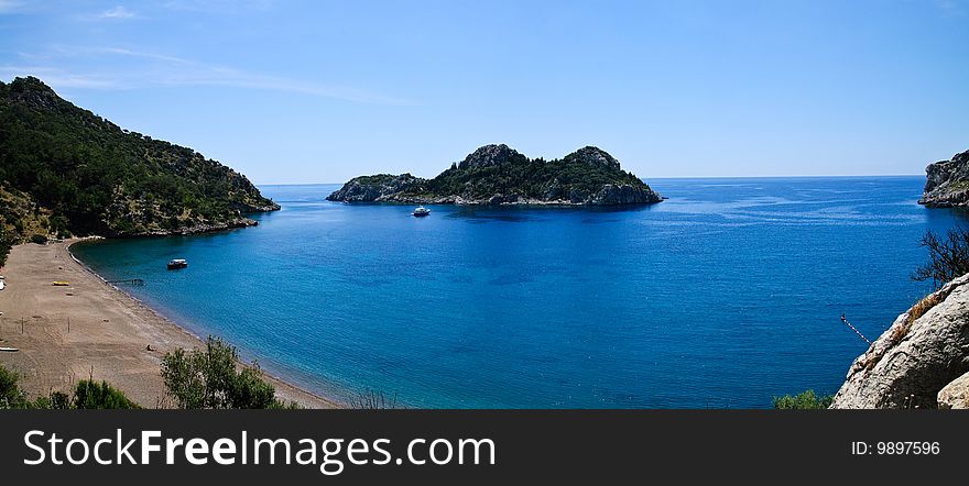 Stitched picture of tropical coastline. Stitched picture of tropical coastline