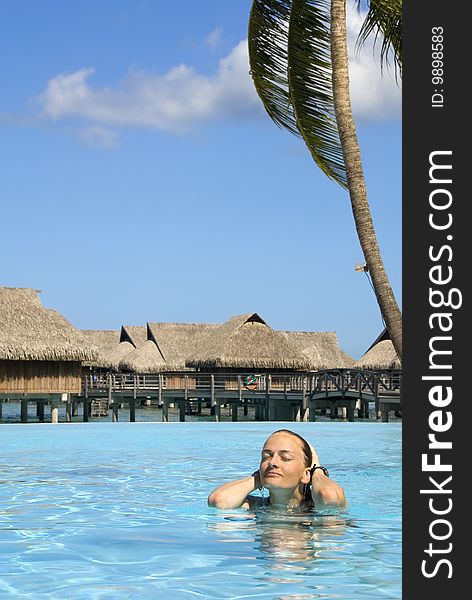 Hotel pool, Moorea , French Polynesia. Hotel pool, Moorea , French Polynesia