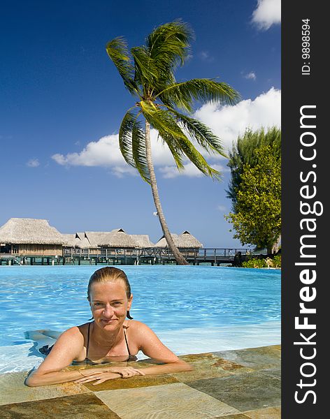 Hotel pool, Moorea , French Polynesia. Hotel pool, Moorea , French Polynesia