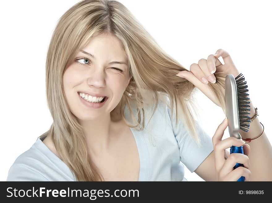 Woman Combing Her Hair