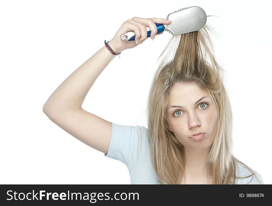 Woman Combing Her Hair