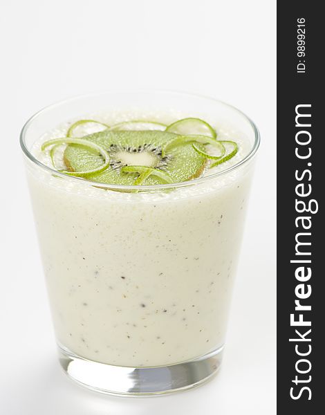 Refreshment and creamy milkshake  kiwi and lime isolated