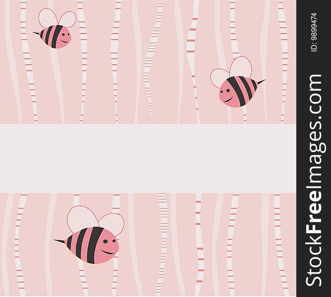 Romantic background with bee and strips