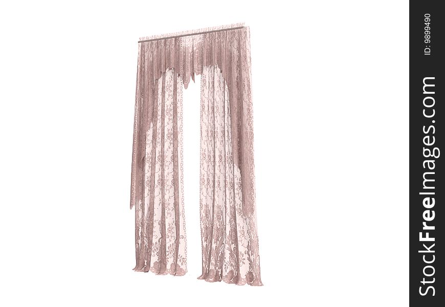 Rendered 3d isolated curtains on white background