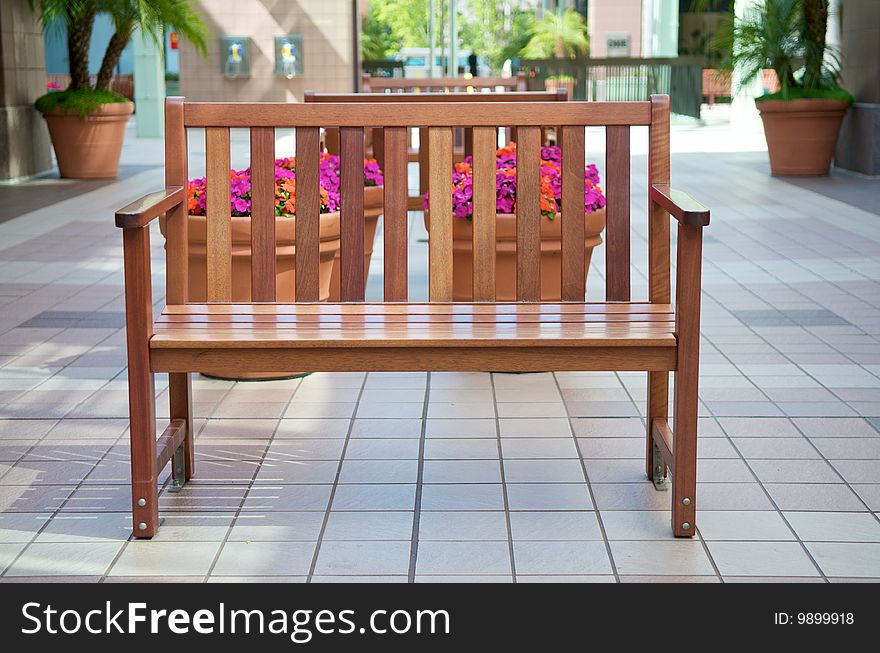 Wooden bench in a city park. Wooden bench in a city park