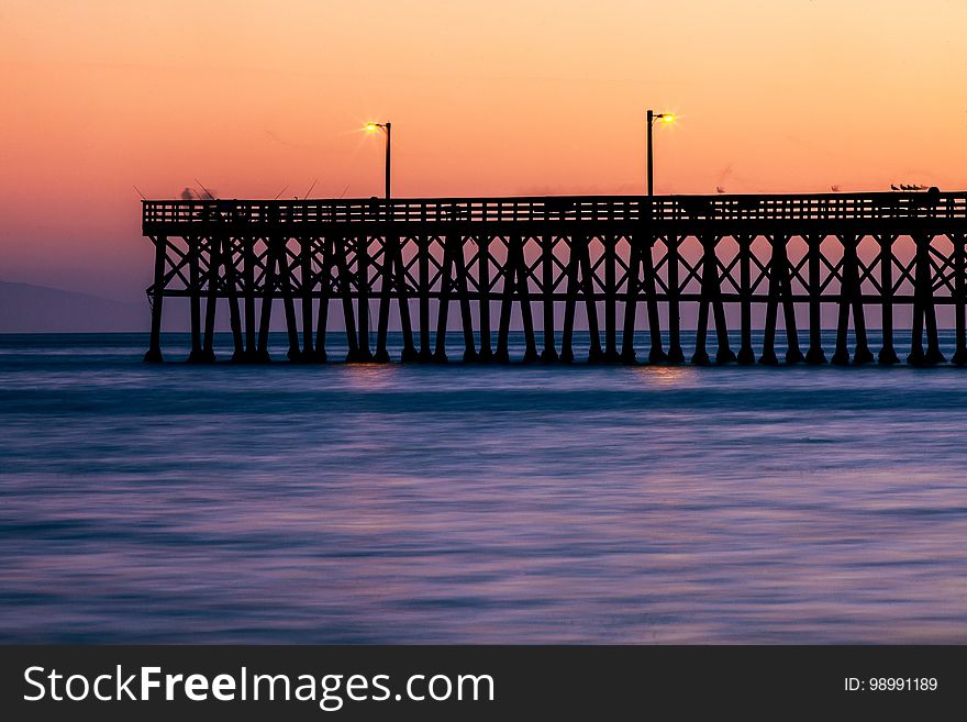 Pier, Sunset, Sunrise, Sea