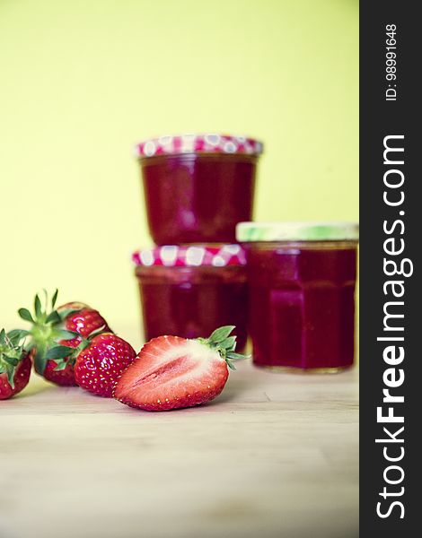 Strawberry, Strawberries, Fruit Preserve, Panna Cotta