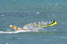 A Windsurfer Capsizes At Speed Royalty Free Stock Photos A Windsurfer Capsizes At Speed Royalty Free Stock Photos